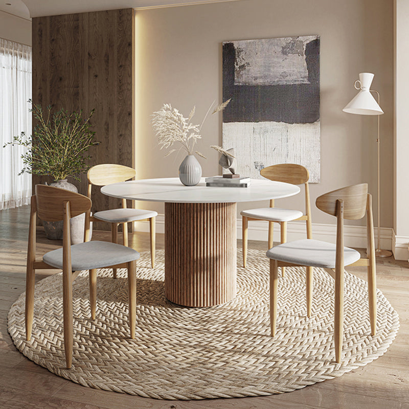 Round Dining Table Contemporary Dining Table with Solid Wood Pedestal