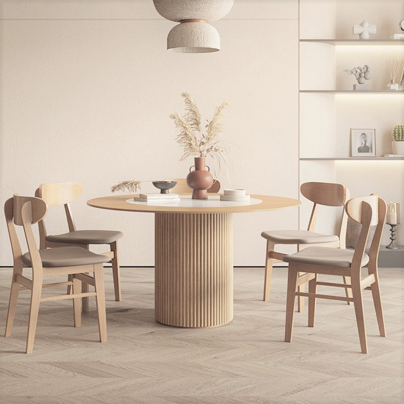 Round Dining Table Contemporary Dining Table with Solid Wood Pedestal