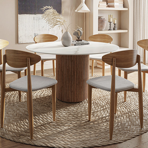 Round Dining Table Contemporary Dining Table with Solid Wood Pedestal