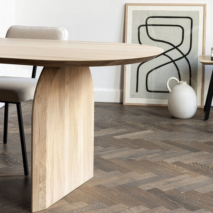 Oval Dining Table Pine Solid Wood Dining Table with Double Pedestal
