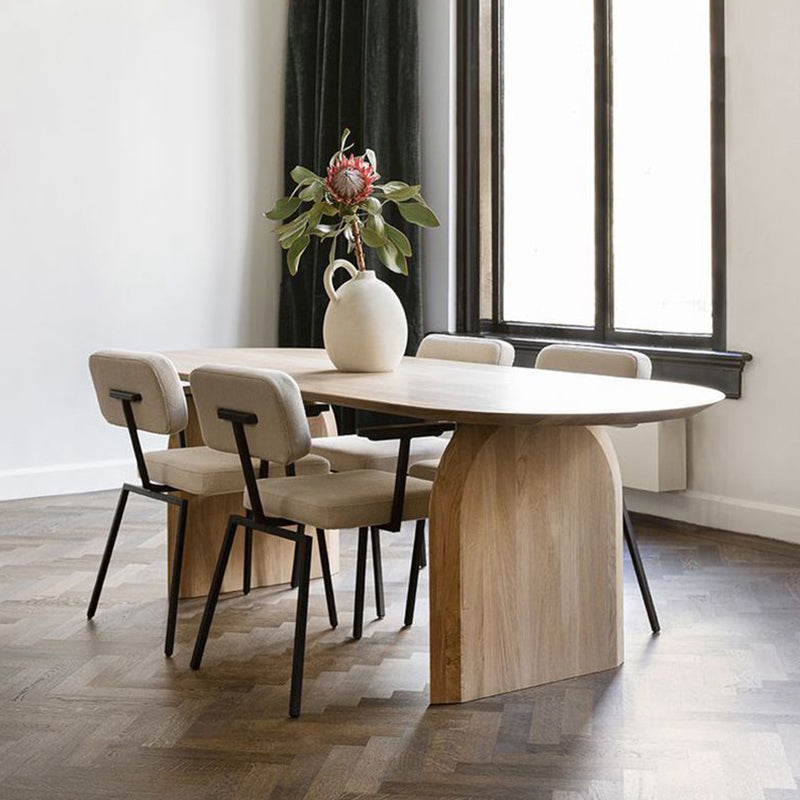 Oval Dining Table Pine Solid Wood Dining Table with Double Pedestal