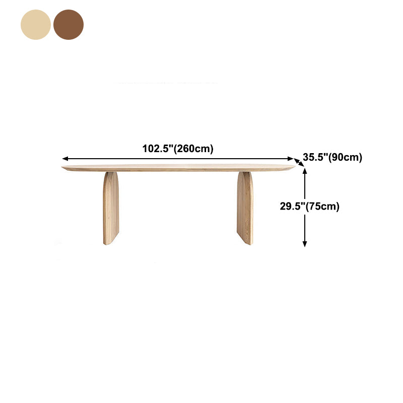 Oval Dining Table Pine Solid Wood Dining Table with Double Pedestal