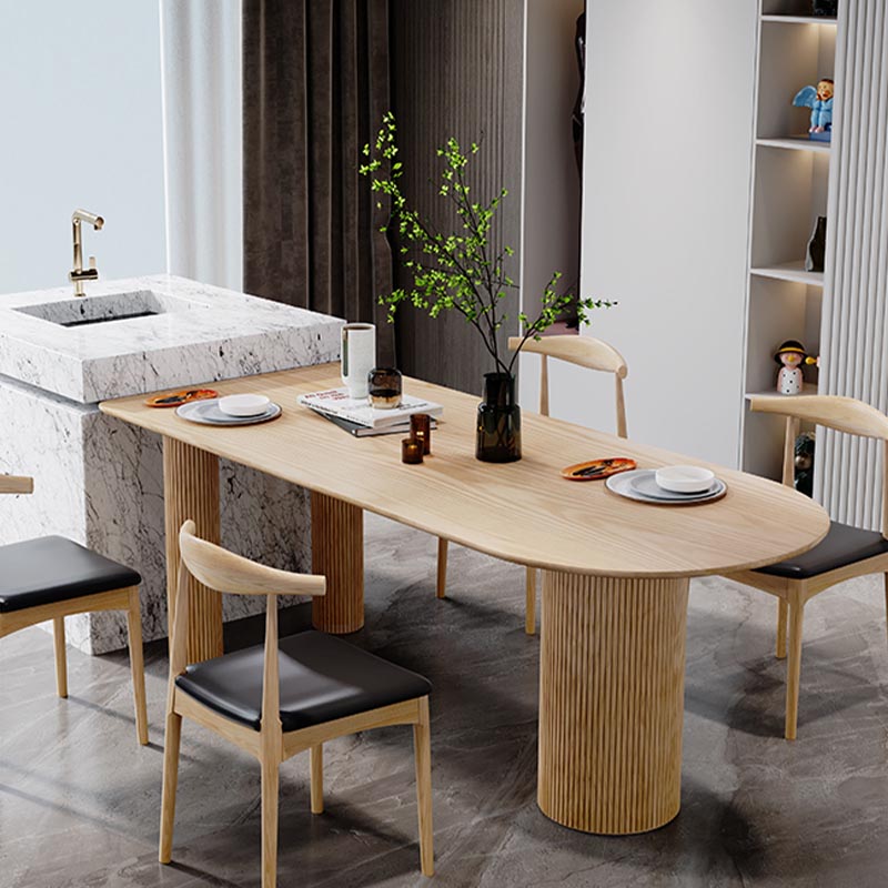 Freeform Solid Wood Dining Table Modern Furniture with Tripod Base for Office