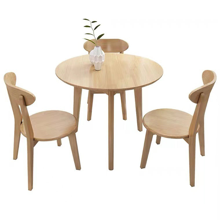 Oak Round Dining Table 4 Legs Dining Table in Natural and Walnut