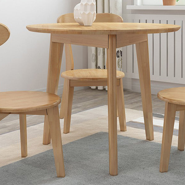 Oak Round Dining Table 4 Legs Dining Table in Natural and Walnut