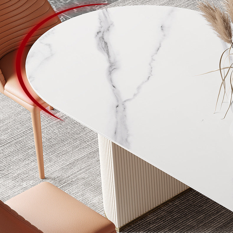 Oval Dining Table Traditional Luxury Stone Dining Table with Double Pedestal