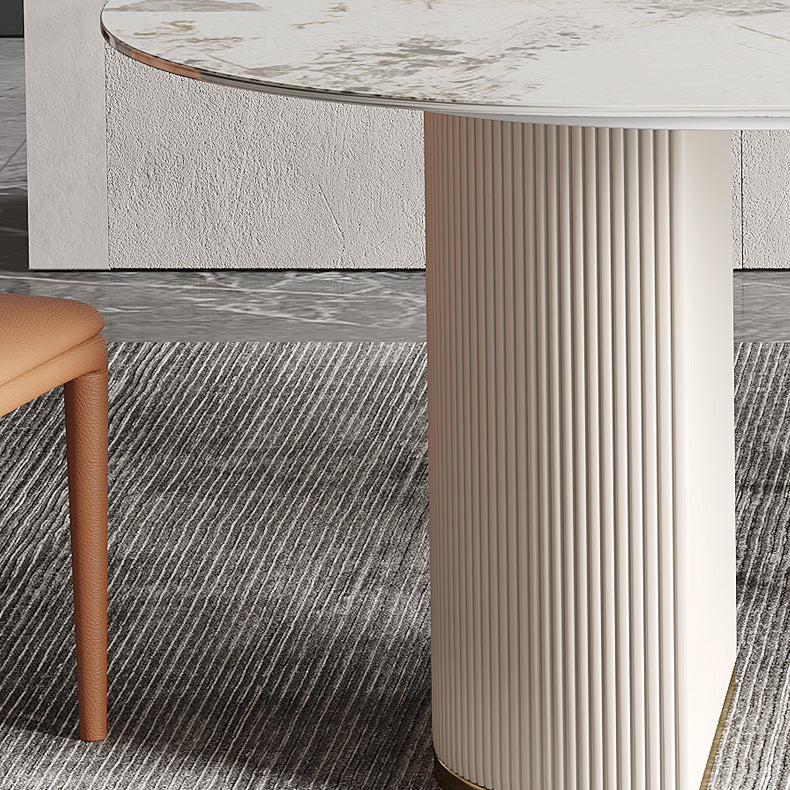 Oval Dining Table Traditional Luxury Stone Dining Table with Double Pedestal