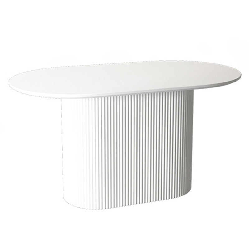 White Top Dining Table Contemporary Oval Dining Table with Pedestal Base