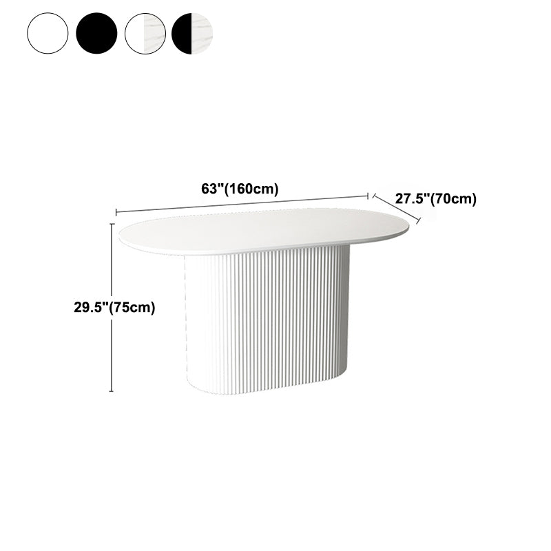 White Top Dining Table Contemporary Oval Dining Table with Pedestal Base