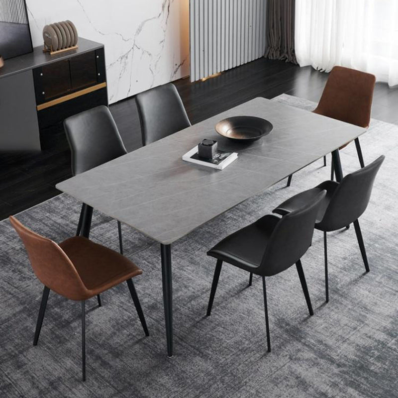 Rectangle Dining Table Industrial Stone Top Dining Table with 4 Legs