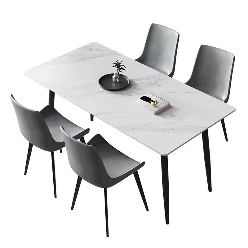 Rectangle Dining Table Industrial Stone Top Dining Table with 4 Legs