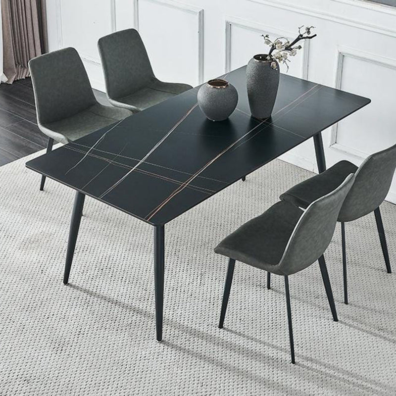 Rectangle Dining Table Industrial Stone Top Dining Table with 4 Legs