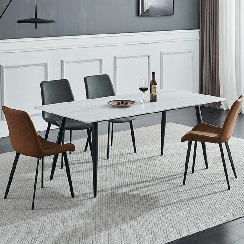 Rectangle Dining Table Industrial Stone Top Dining Table with 4 Legs
