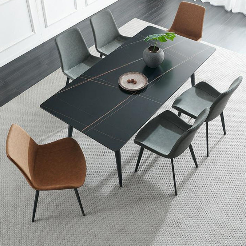 Rectangle Dining Table Industrial Stone Top Dining Table with 4 Legs