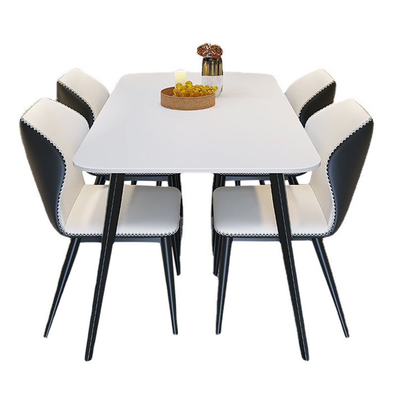 Rectangular Sintered Stone Dining Table Modern White-black Indoor Furniture with 4 Legs