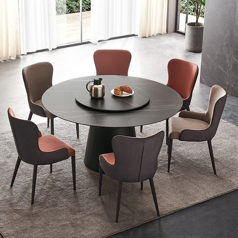 Round Sintered Stone Dining Table Modern Furniture with Pedestal Base for Home