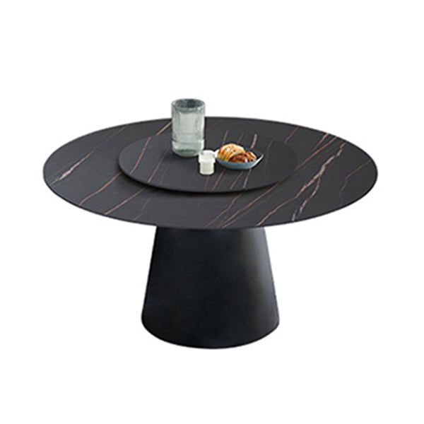 Round Sintered Stone Dining Table Modern Furniture with Pedestal Base for Home