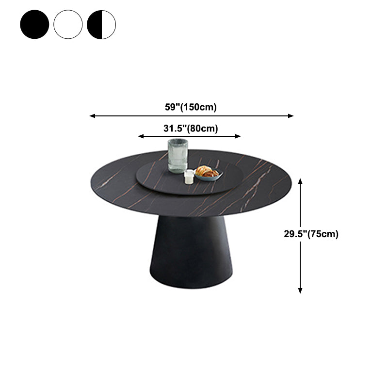 Round Sintered Stone Dining Table Modern Furniture with Pedestal Base for Home