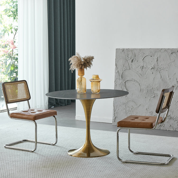 Round Dining Table Traditional Luxury Dining Table with Tulip Base