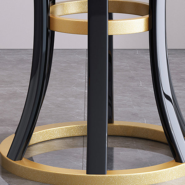 Round Sintered Stone Dining Table Modern Turntable Furniture with Solid Wood Pedestal Base