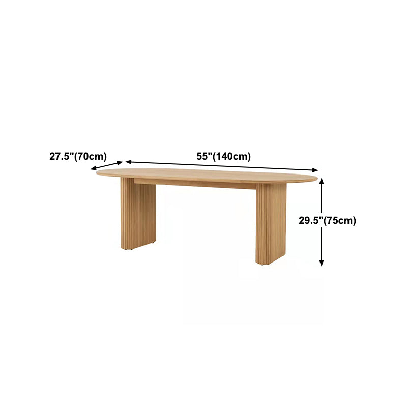 Oval Solid Wood Dining Table Modern Natural Furniture with Double Pedestal for Apartment