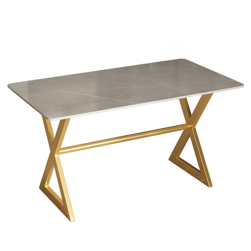 Rectangular Stone Dining Table Home Luxury Furniture with Double Pedestal in Matte Finish