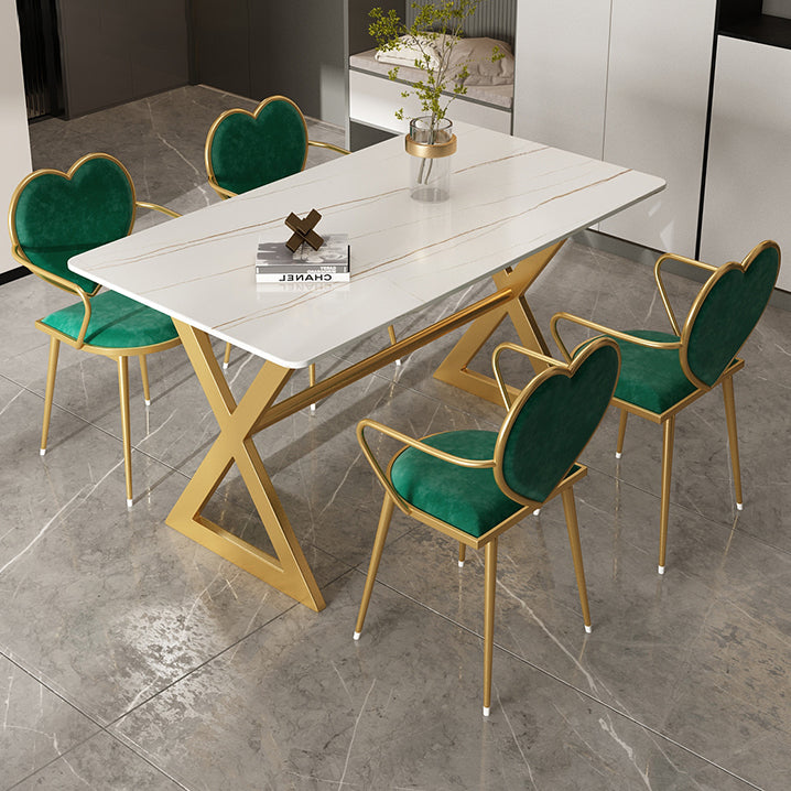 Rectangular Stone Dining Table Home Luxury Furniture with Double Pedestal in Matte Finish