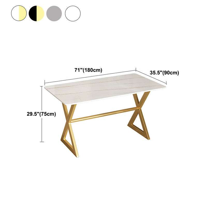 Rectangular Stone Dining Table Home Luxury Furniture with Double Pedestal in Matte Finish