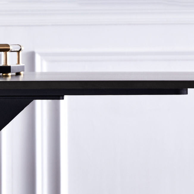 Rectangular Stone Dining Table Modern Furniture with Steel Base for Apartment