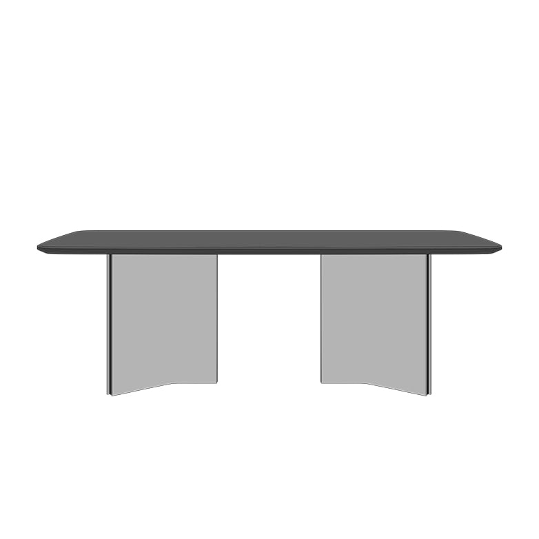 Rectangle Dining Table Stone Top Dining Table with Double Pedestal