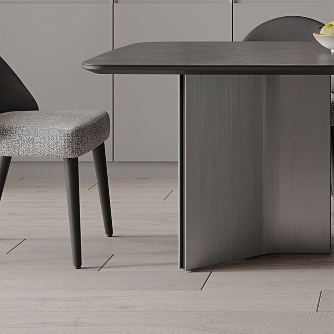 Rectangle Dining Table Stone Top Dining Table with Double Pedestal