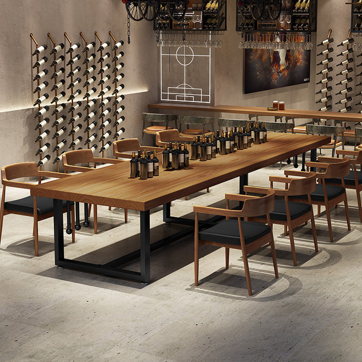 Pine Solid Wood Dining Table Rectangle Dining Table with Trestle Base