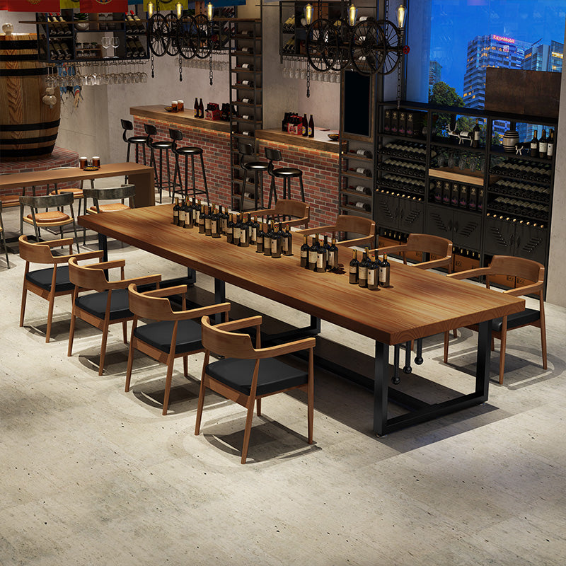 Pine Solid Wood Dining Table Rectangle Dining Table with Trestle Base