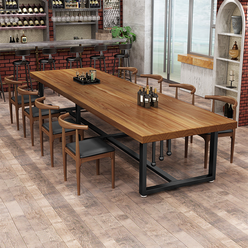Pine Solid Wood Dining Table Rectangle Dining Table with Trestle Base