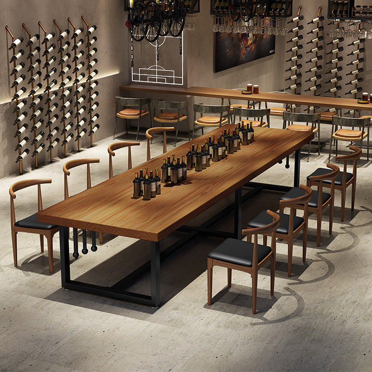 Pine Solid Wood Dining Table Rectangle Dining Table with Trestle Base