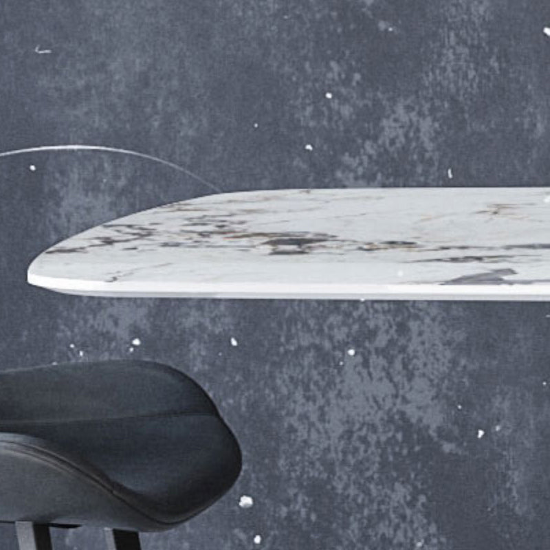 Stone Top Dining Table Rectangle Dining Table with Pedestal for Kitchen