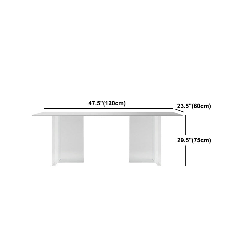 Rectangle White Top Dining Table Modern Acrylic Base Table for Kitchen