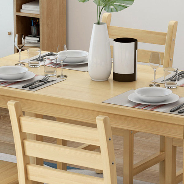 Rectangular Solid Wood Dining Table Modern White-natural Furniture with 4 Legs for Indoor