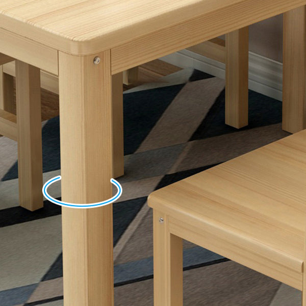 Rectangular Solid Wood Dining Table Modern White-natural Furniture with 4 Legs for Indoor