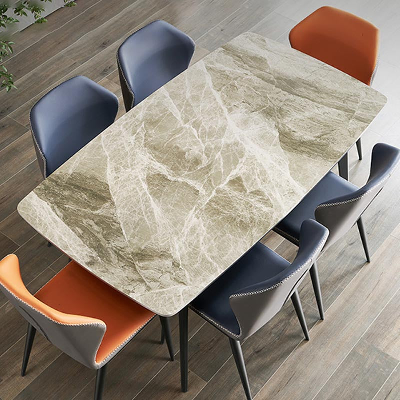 Rectangular Sintered Stone Dining Table Modern Furniture with 4 Legs in Matte Finish Home