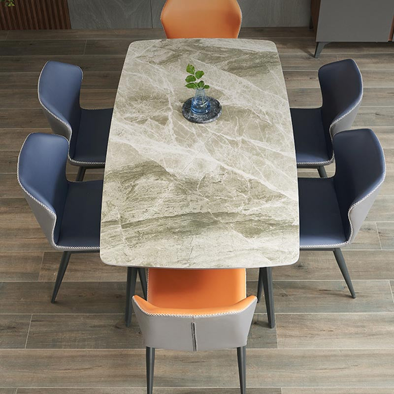 Rectangular Sintered Stone Dining Table Modern Furniture with 4 Legs in Matte Finish Home