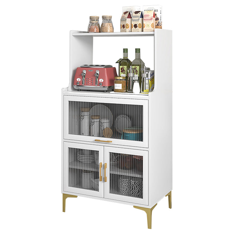 Modern Engineered Wood Frame Server Glass Doors Server with Gold Legs