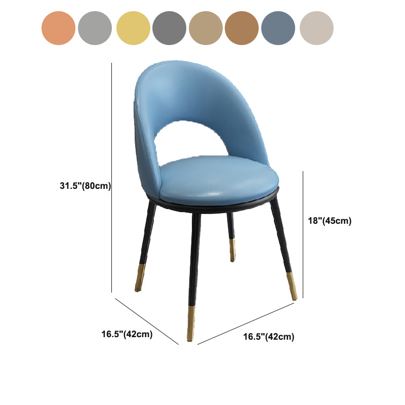 Nordic Style Dining Chairs Armless Dining Chair with Metal Legs for Kitchen