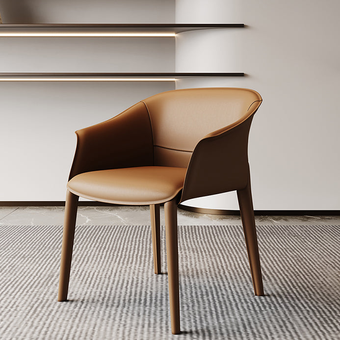 Modern Upholstered Guest Chair Faux Leather Dining Arm Chair