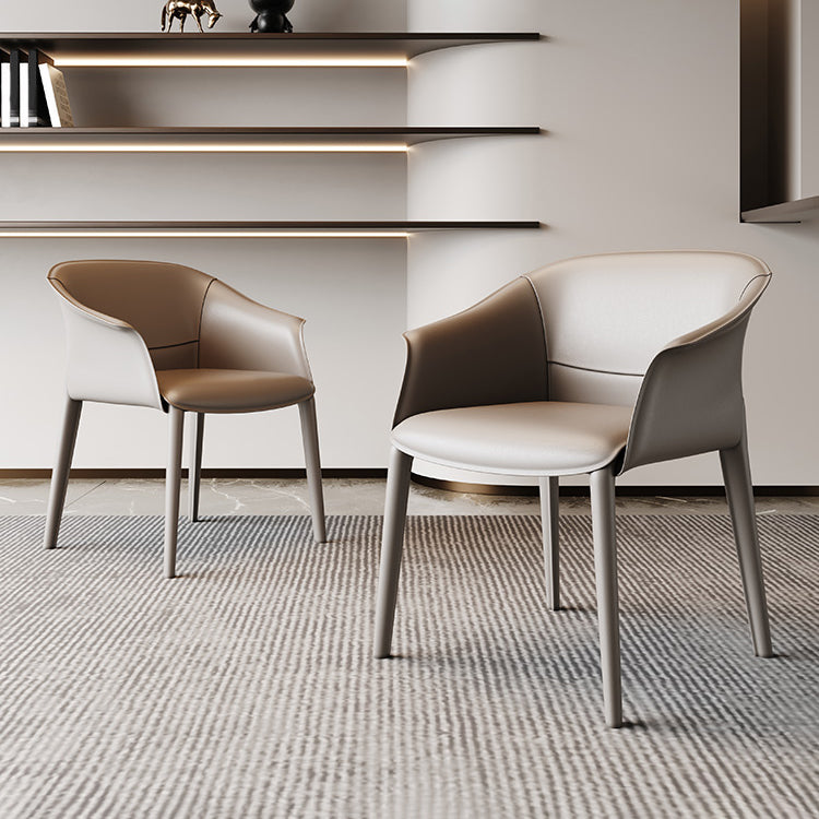 Modern Upholstered Guest Chair Faux Leather Dining Arm Chair
