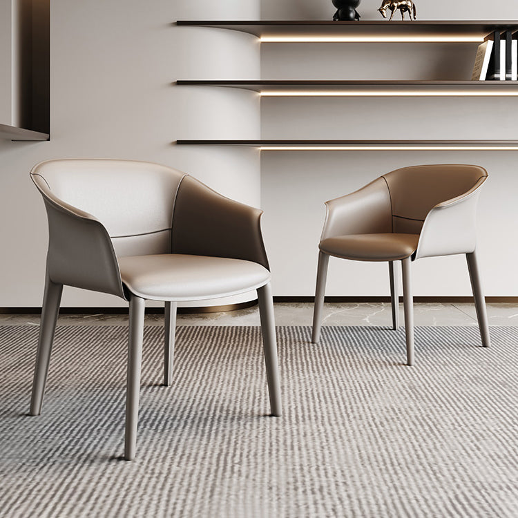 Modern Upholstered Guest Chair Faux Leather Dining Arm Chair
