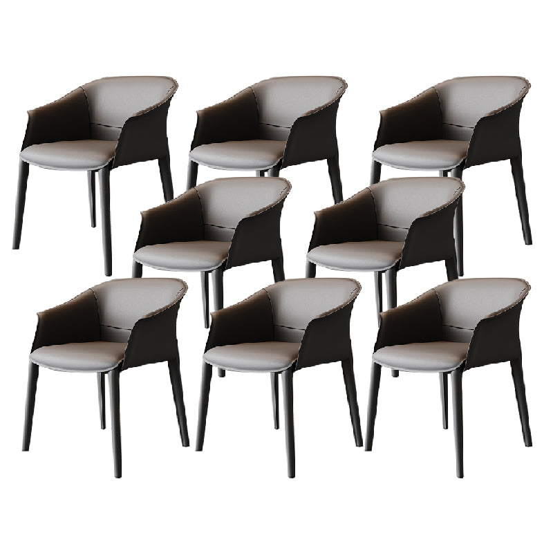 Modern Upholstered Guest Chair Faux Leather Dining Arm Chair