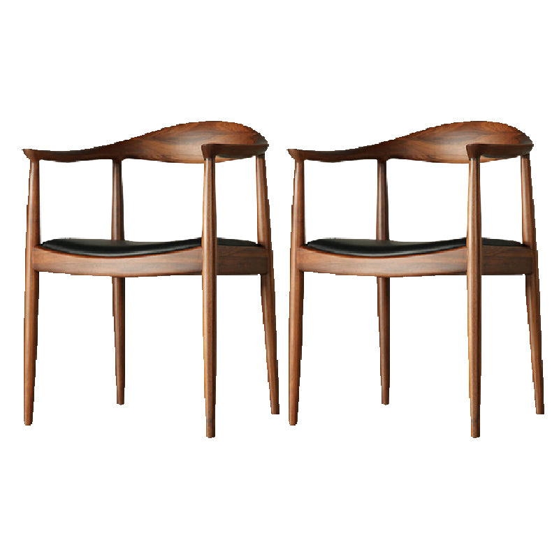 Ash Wood Traditional Dining Chair Brown Side Chair with Arms