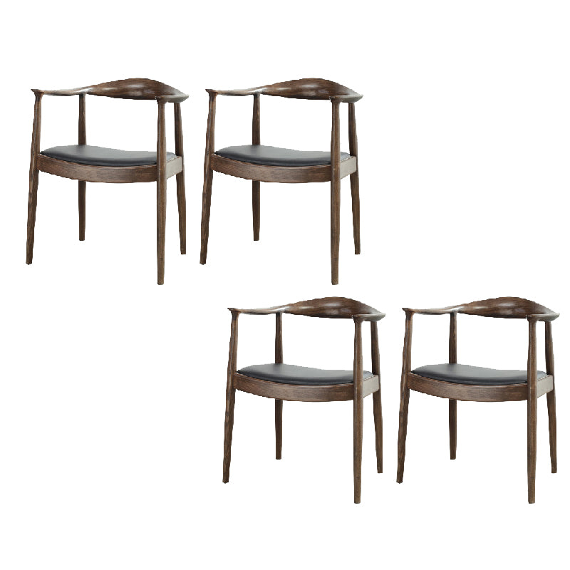 Ash Wood Traditional Dining Chair Brown Side Chair with Arms