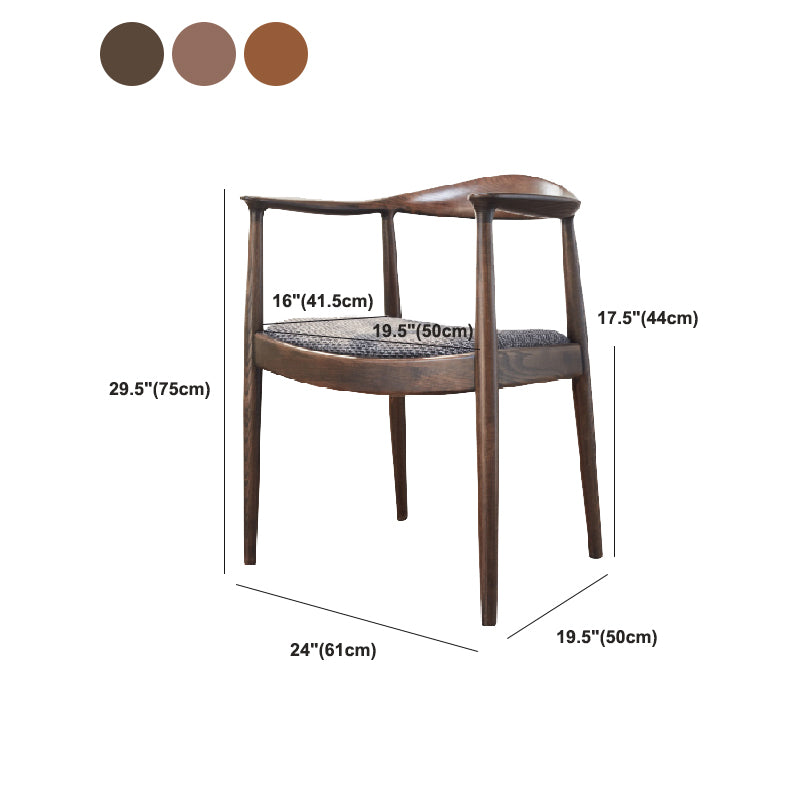 Ash Wood Traditional Dining Chair Brown Side Chair with Arms